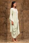 Aariyana Couture_Green Cotton Silk Round Draped Tunic Dress _Online_at_Aza_Fashions