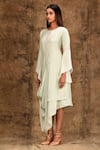 Buy_Aariyana Couture_Green Cotton Silk Round Draped Tunic Dress _Online_at_Aza_Fashions