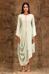 Shop_Aariyana Couture_Green Cotton Silk Round Draped Tunic Dress _Online_at_Aza_Fashions