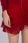 Buy_Shriya Som_Red Chiffon Layered Mini Skirt_Online_at_Aza_Fashions