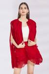 Buy_SHRIYA SOM_Red Chiffon Round Pleated Jacket  _at_Aza_Fashions