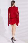 Shop_SHRIYA SOM_Red Chiffon Round Pleated Jacket  _at_Aza_Fashions