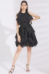 Buy_Shriya Som_Black Round Ruffle Dress _Online_at_Aza_Fashions