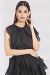 Shriya Som_Black Round Ruffle Dress _at_Aza_Fashions