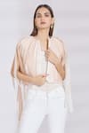 Buy_SHRIYA SOM_Beige Chiffon Round Paneled Jacket  _at_Aza_Fashions