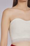 SHRIYA SOM_White Net Sweetheart Neck Bandeau Crop Top  _at_Aza_Fashions