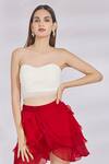 Buy_SHRIYA SOM_White Net Sweetheart Neck Bandeau Crop Top  _at_Aza_Fashions