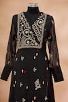 Buy_Prama By Pratima Pandey_Black V Neck Emboridered Kurta  _Online_at_Aza_Fashions