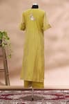 Shop_Prama By Pratima Pandey_Yellow Round Embroidered Kurta And Palazzo Set  _at_Aza_Fashions