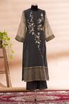 Buy_Prama By Pratima Pandey_Black Round Embroidered Kurta And Palazzo Set  _at_Aza_Fashions