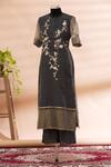 Prama By Pratima Pandey_Black Round Embroidered Kurta And Palazzo Set  _Online_at_Aza_Fashions