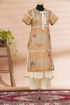 Buy_Prama by Pratima Pandey_Beige Embroidered Kurta And Palazzo Set_at_Aza_Fashions