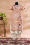 Buy_Prama By Pratima Pandey_Pink Kurta Round Embroidered And Palazzo Set  _at_Aza_Fashions