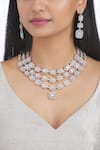 Buy_Chaotiq By Arti_Silver Plated Stone Layered Necklace Set_at_Aza_Fashions