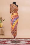 Buy_Saaksha & Kinni_Multi Color One Shoulder Pleated Dress_Online_at_Aza_Fashions