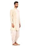 Arihant Rai Sinha_Beige Kurta Raw Silk Plain And Dhoti Pant Set _Online_at_Aza_Fashions