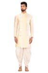 Buy_Arihant Rai Sinha_Beige Kurta Raw Silk Plain And Dhoti Pant Set _Online_at_Aza_Fashions