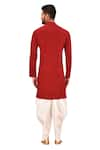 Shop_Arihant Rai Sinha_Red Kurta Hosiery Knitted Fabric Asymmetric And Dhoti Pant Set _at_Aza_Fashions