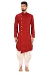 Buy_Arihant Rai Sinha_Red Kurta Hosiery Knitted Fabric Asymmetric And Dhoti Pant Set _Online_at_Aza_Fashions