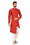 Buy_Arihant Rai Sinha_Red Raw Silk Kurta And Pant Set_at_Aza_Fashions