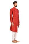 Arihant Rai Sinha_Red Raw Silk Kurta And Pant Set_Online_at_Aza_Fashions