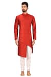 Buy_Arihant Rai Sinha_Red Raw Silk Kurta And Pant Set_Online_at_Aza_Fashions