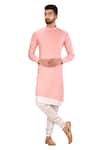 Buy_Arihant Rai Sinha_Pink Kurta Raw Silk And Pant Set_at_Aza_Fashions