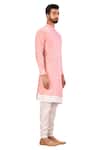 Arihant Rai Sinha_Pink Kurta Raw Silk And Pant Set_Online_at_Aza_Fashions