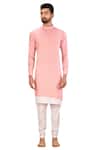 Buy_Arihant Rai Sinha_Pink Kurta Raw Silk And Pant Set_Online_at_Aza_Fashions