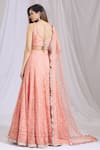 Shop_Ariyana Couture_Peach Butterfly Net V Neck Embroidered Lehenga Set For Women_at_Aza_Fashions