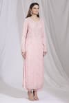 Aariyana Couture_Pink Net Round Embroidered Kurta And Pant Set _Online_at_Aza_Fashions