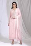 Buy_Ariyana Couture_Pink Net Embroidered Kurta And Pant Set_Online_at_Aza_Fashions