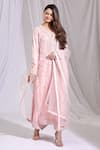 Buy_Ariyana Couture_Pink Net Embroidered Kurta And Pant Set_at_Aza_Fashions