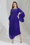 Buy_Aariyana Couture_Blue Round Cowl Draped Tunic _at_Aza_Fashions