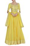 Buy_Neha Khullar_Yellow Embroidery Pearl And Sequin Embrodiered Anarkali Kurta Set  _at_Aza_Fashions