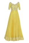 Buy_Neha Khullar_Yellow Embroidery Pearl And Sequin Embrodiered Anarkali Kurta Set  _Online_at_Aza_Fashions