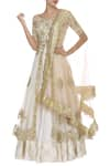 Buy_Neha Khullar_White Chanderi Silk Embroidered V Neck Kurta Lehenga Set  _at_Aza_Fashions