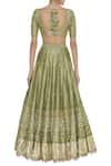 Shop_Neha Khullar_Green Raw Silk Gota, Sequin U Neck And Dabka Embroidered Lehenga Set _at_Aza_Fashions