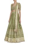 Neha Khullar_Green Raw Silk Gota, Sequin U Neck And Dabka Embroidered Lehenga Set _Online_at_Aza_Fashions