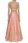 Shop_Neha Khullar_Peach Raw Silk Embroidered Round Gota And Mirror Lehenga Set _at_Aza_Fashions