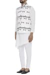 Nautanky_White Snake Embroidered Geometric Digital Printed Nehru Jacket _Online_at_Aza_Fashions