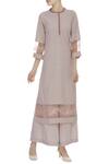 Buy_Aekatri_Pink Striped Ruffle Detail Kurta Set_at_Aza_Fashions