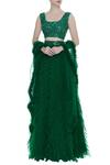 Buy_Nadine Dhody_Green Ruffle Lehenga Set_at_Aza_Fashions