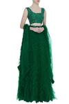 Nadine Dhody_Green Ruffle Lehenga Set_Online_at_Aza_Fashions