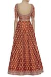 Shop_Vandana Sethi_Orange Round Embroidered Bridal Lehenga Set _at_Aza_Fashions