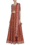 Vandana Sethi_Orange Round Embroidered Bridal Lehenga Set _Online_at_Aza_Fashions