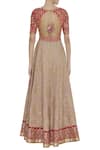 Shop_Vandana Sethi_Beige Leaf Neck Embroidered Anarkali With Dupatta  _at_Aza_Fashions