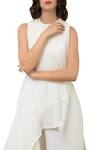 Swatee Singh_White Round Asymmetric Pleated Top  _Online_at_Aza_Fashions