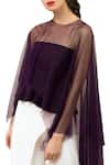 Swatee Singh_Purple Cape Round Peplum Top With Asymmetric _Online_at_Aza_Fashions