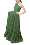 Buy_Swatee Singh_Green Asymmetric One Shoulder Tiered Gown  _at_Aza_Fashions
